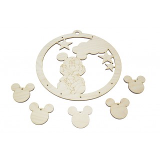 Ξύλινo Διακοσμητικό κρεμαστό mickey