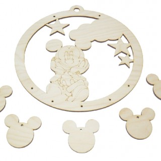 Ξύλινo Διακοσμητικό κρεμαστό mickey