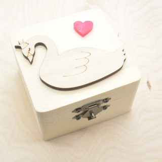 Μπομπονιέρα Ξύλινο κουτί κύκνος