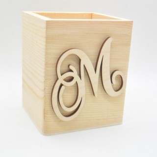 Μπομπονιέρα Ξύλινη Μολυβοθήκη μονόγραμμα Μπομπονιέρα Ξύλινη Μολυβοθήκη μονόγραμμα