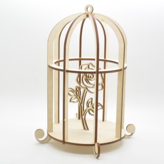 Διακοσμητικό Ξύλινο κλουβί με τριαντάφυλλο