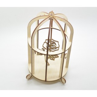 Διακοσμητικό Ξύλινο κλουβί με τριαντάφυλλο Διακοσμητικό Ξύλινο κλουβί με τριαντάφυλλο