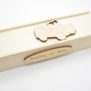 Ξύλινη Κασετίνα τζιπ - αυτοκίνητο με όνομα