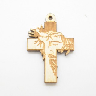 Ξύλινος Σταυρός κρεμαστός μικρός με χαραγμένο τον Ιησού