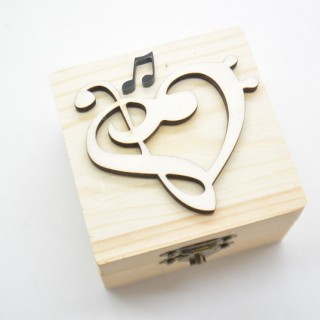 Μπομπονιέρα Ξύλινο κουτί μουσική κλειδί του σολ