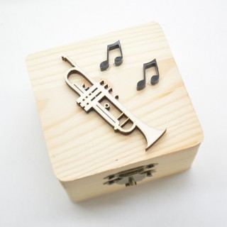 Μπομπονιέρα Ξύλινο κουτί μουσική τρομπέτα