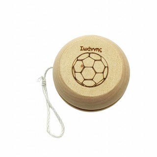 Ξύλινο ΓΙΟ ΓΙΟ με θέμα μπάλα ποδοσφαίρου και όνομα