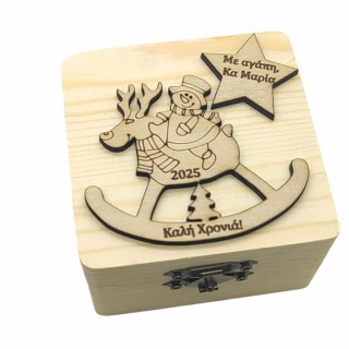 Ξύλινο κουτί χιονάνθρωπος με τάρανδο δώρο στους μαθητές σας