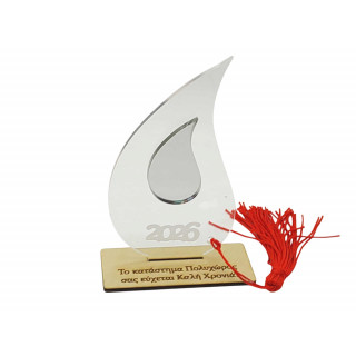 Γούρι σταγόνα από plexiglass και ξύλο