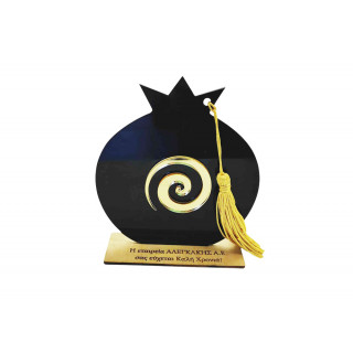 Γούρι ρόδι από plexiglass και ξύλο