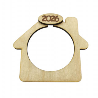 Ξύλινο Διακοσμητικό σπιτάκι με το έτος για γούρια χριστουγεννιάτικα δώρα