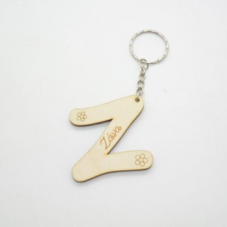 Ξύλινο Μπρελόκ με το μονόγραμμα και το όνομα του παιδιού