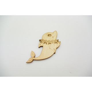 Ξύλινο Διακοσμητικό δελφίνι με λουλούδια Ξύλινο Διακοσμητικό δελφίνι με λουλούδια