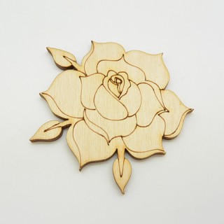 Ξύλινο Διακοσμητικό τριαντάφυλλο με φύλλα Ξύλινο Διακοσμητικό τριαντάφυλλο με φύλλα