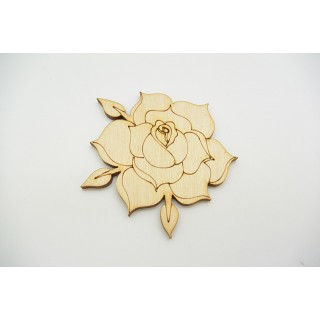 Ξύλινο Διακοσμητικό τριαντάφυλλο με φύλλα