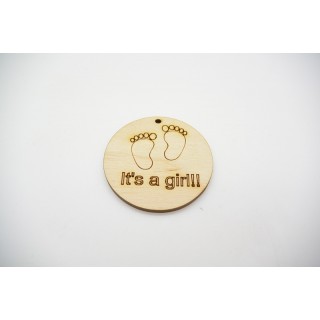 Ξύλινο Διακοσμητικό its a girl με πατουσάκια 