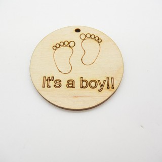 Ξύλινο Διακοσμητικό its a boy με πατουσάκια