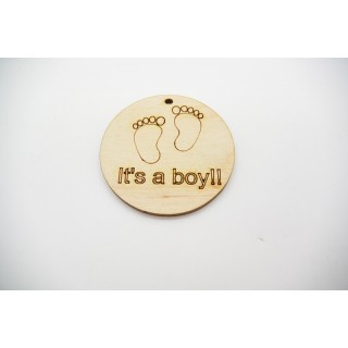 Ξύλινο Διακοσμητικό its a boy με πατουσάκια