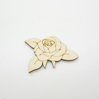 Ξύλινο Διακοσμητικό τριαντάφυλλο με φύλλα Ξύλινο Διακοσμητικό τριαντάφυλλο με φύλλα