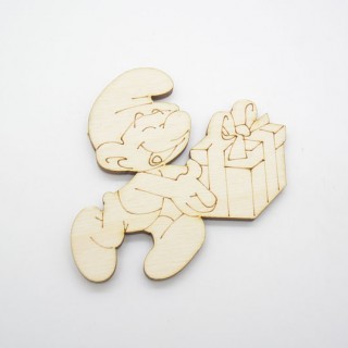 Ξύλινο Διακοσμητικό στρουμφάκι με το δώρο Ξύλινο Διακοσμητικό στρουμφάκι με το δώρο