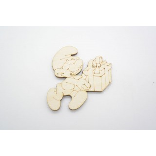 Ξύλινο Διακοσμητικό στρουμφάκι με το δώρο