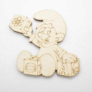 Ξύλινο Διακοσμητικό μωρό στρουμφάκι Ξύλινο Διακοσμητικό μωρό στρουμφάκι