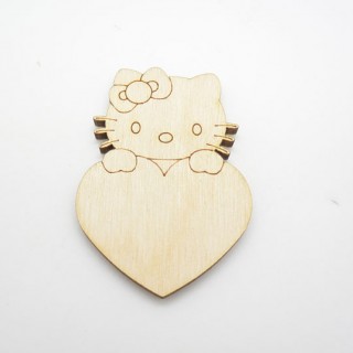 Ξύλινο Διακοσμητικό hello kitty με καρδιά