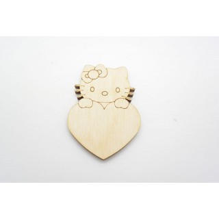 Ξύλινο Διακοσμητικό hello kitty με καρδιά Ξύλινο Διακοσμητικό hello kitty με καρδιά