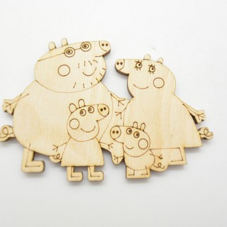 Ξύλινο Διακοσμητικό οικογένεια πέππα το γουρουνάκι