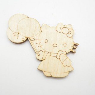 Ξύλινο Διακοσμητικό hello kitty με μπαλονάκια 