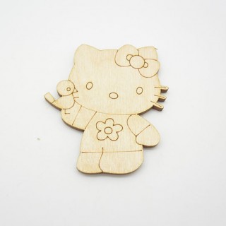Ξύλινο Διακοσμητικό hello kitty με πουλάκι