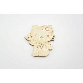 Ξύλινο Διακοσμητικό hello kitty με πουλάκι Ξύλινο Διακοσμητικό hello kitty με πουλάκι