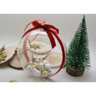 Χριστουγεννιάτικη Διάφανη μπάλα στολισμένη με στοιχείο plexiglass