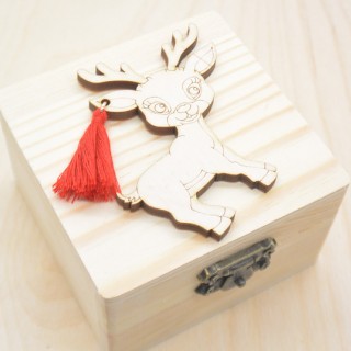 Χριστουγεννιάτικη Μπομπονιέρα Ξύλινο κουτί ταρανδάκι