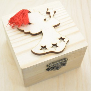 Χριστουγεννιάτικη Μπομπονιέρα Ξύλινο κουτί αγγελάκι