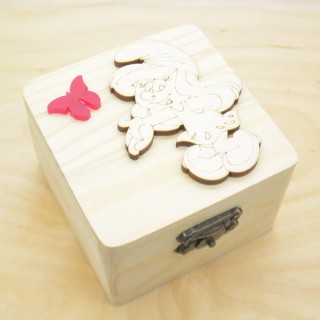  Ξύλινο κουτί μπομπονιέρα με θέμα στρουμφίτα