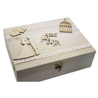 Ξύλινο Κουτί ευχών γάμου γαμπρός νύφη 