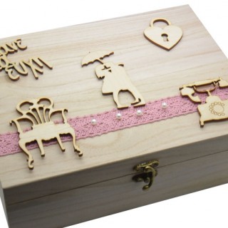 Ξύλινο Κουτί ευχών γάμου γαμπρός νύφη vintage 