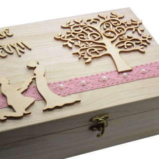 Ξύλινο Κουτί ευχών γάμου γαμπρός νύφη