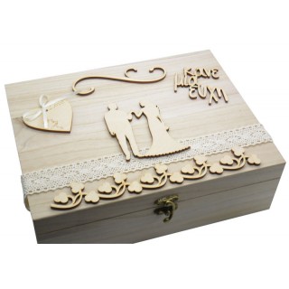 Ξύλινο Κουτί ευχών γάμου γαμπρός νύφη