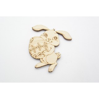 Ξύλινο Διακοσμητικό πασχαλινό λαγουδάκι με αυγό