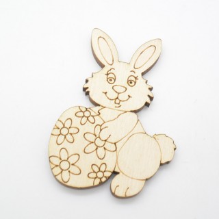 Ξύλινο Διακοσμητικό πασχαλινό λαγουδάκι με αυγό