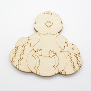 Ξύλινο Διακοσμητικό παπάκι με πασχαλινά αυγά