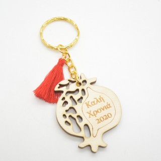 Μπρελόκ ξύλινο γούρι ρόδι 