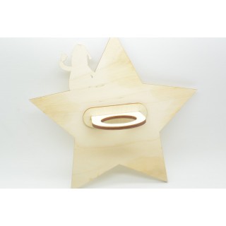 Ξύλινη κορυφή χριστουγεννιάτικου δέντρου αστέρι με σχέδιο αγγελάκι