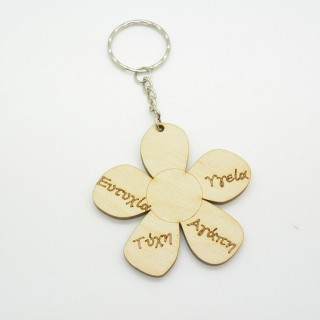 Ξύλινο Μπρελόκ λουλούδι με ευχές Ξύλινο Μπρελόκ λουλούδι με ευχές