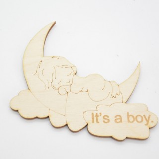 Ξύλινο Διακοσμητικό παιδάκι όνειρο its a boy