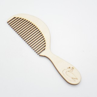 Ξύλινη Διακοσμητική χτένα με χαραγμένο κύκνο