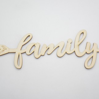 Ξύλινο Διακοσμητικό βέλος με τη φράση family