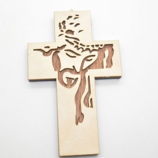 Ξύλινος Σταυρός με χαραγμένο τον Ιησού μεγάλος